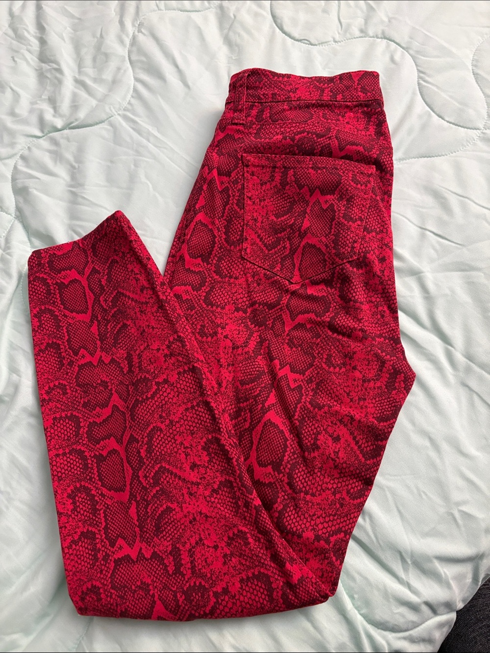 Celebrity Pink Red Snake-Print Skinny Jeans